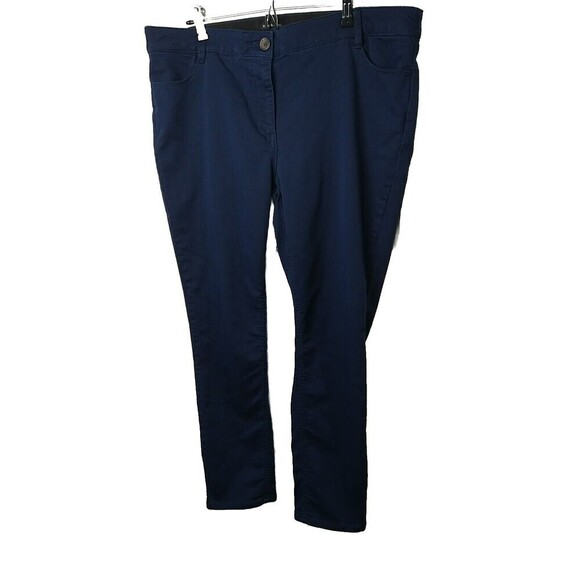 Violets And Roses Navy Straight Zip Button Elastic Waist Pants. Size 14W - Picture 3 of 13